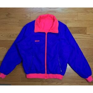 Columbia Reversible Bomber Jacket Mens XL Purple Pink Vintage 90s Windbreaker